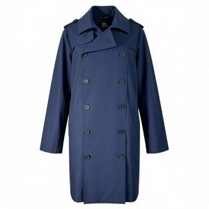 Universal Standard Derjon Trench Coat Navy Blue Utility Timeless Cosmopolitan S